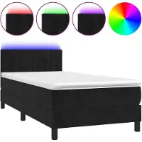 vidaXL Boxspringbed met matras en LED-verlichting, zwart, 80x200 cm, fluweel