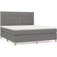 vidaXL Boxspring met matras stof donkergrijs 180x200 cm