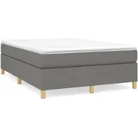 vidaXL Boxspring bed stof donkergrijs 140x200 cm
