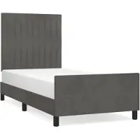 vidaXL Bedframe zonder matras, donkergrijs, 100x200 cm, fluweel