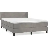 vidaXL Boxspring met matras fluweel lichtgrijs 140x190 cm