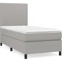vidaXL Boxspringbed met matras, lichtgrijs, 90x200 cm, gestoffeerd