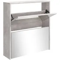 vidaXL Schoenenkast met spiegel 2-laags 63x17x67 cm betongrijs