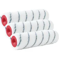 Merkloos Set van 3x stuks muur vacht anti-spat verfrollers nylon pluisvrij 7,4 x 18 cm - Verfrollers