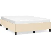 vidaXL Bedframe zonder matras, crème, 140x190 cm, stof