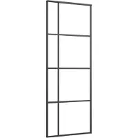 vidaXL Schuifdeur 76x205 cm mat ESG-glas en aluminium zwart