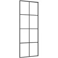 vidaXL Schuifdeur 76x205 cm ESG-glas en aluminium zwart
