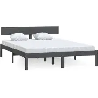 vidaXL Bedframe massief grenenhout grijs 200x200 cm