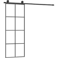 vidaXL Schuifdeur met beslag 76x205 cm ESG-glas en aluminium