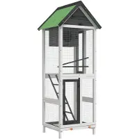 vidaXL Volière 60x58,5x160 cm massief grenenhout grijs
