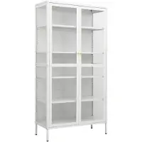 vidaXL Vitrinekast 90x40x180 cm staal en gehard glas wit