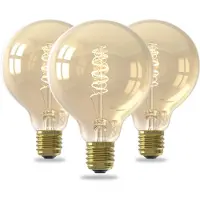 Calex Spiraal Filament LED Lamp - Set van 3 stuks - G95 Vintage Lichtbron - E27 - Goud - Warm Wit Licht - Dimbaar