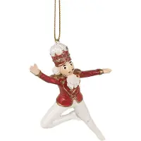 Clayre & Eef Kersthanger Notenkraker 11 cm Rood Wit Polyresin Kerstboomversiering Rood Kerstboomversiering