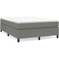 vidaXL Boxspring bed stof donkergrijs 140x200 cm