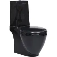 vidaXL Toilet rond afvoer onder keramiek zwart