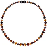 ForDig Wild Sun Barnsteen Ketting Volwassene - Amber Ketting - Baltische Barnsteen – 45 cm – Cognac / Cherry