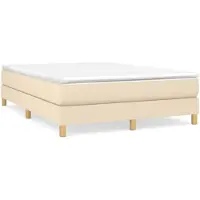 vidaXL Boxspring met matras stof crèmekleurig 140x190 cm