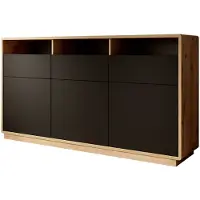 Meubella | Dressoir eiken mat zwart 180x40x96
