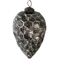 Clayre & Eef Kerstbal Ø 9 cm Zwart Zilverkleurig Glas Kerstdecoratie Zwart Kerstdecoratie
