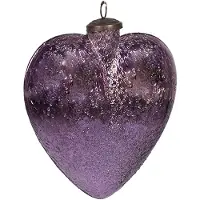 Clayre & Eef Kerstbal Hart 16 cm Paars Glas Hartvormig Kerstboomversiering Paars Kerstboomversiering