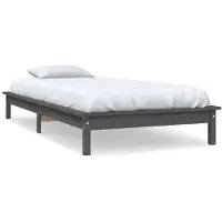 vidaXL Massief houten bed, grijs, 90x200 cm, van grenenhout
