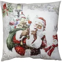 Clayre & Eef Kussenhoes 45x45 cm Wit Rood Polyester Kerstman Sierkussenhoes Wit Sierkussenhoes