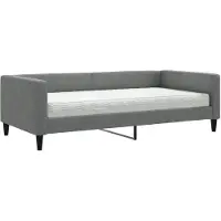 vidaXL Slaapbank met matras 100x200 cm stof donkergrijs