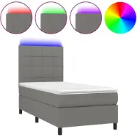 vidaXL Boxspring met matras en LED stof donkergrijs 80x200 cm