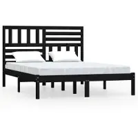 vidaXL Bedframe massief grenenhout zwart 140x190 cm