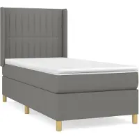 vidaXL Boxspring met matras stof donkergrijs 90x200 cm
