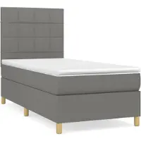 vidaXL Boxspring met matras stof donkergrijs 90x200 cm