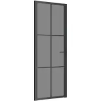 vidaXL Binnendeur 76x201,5 cm ESG-glas en aluminium zwart