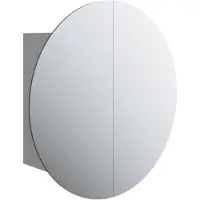 vidaXL Badkamerkast met ronde spiegel en LED-verlichting, grijs, 47x47x17,5 cm