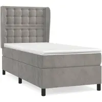 vidaXL Boxspring met matras fluweel lichtgrijs 80x200 cm