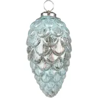 Clayre & Eef Kerstbal Ø 8 cm Turquoise Glas Metaal Kerstdecoratie Turquoise Kerstdecoratie