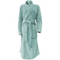 Linnick Flanel Fleece Badjas Uni - soft green - S