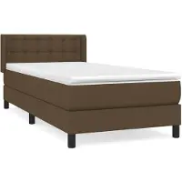 vidaXL Boxspring met matras stof donkerbruin 80x200 cm