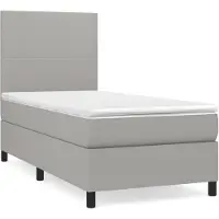 vidaXL Boxspring met matras stof lichtgrijs 90x190 cm