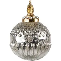 Clayre & Eef Kerstbal Ø 7 cm Zilverkleurig Glas Kerstdecoratie Zilverkleurig Kerstdecoratie