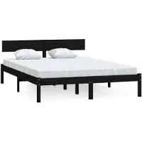 vidaXL Massief houten bed, zwart, grenen, 150x200 cm