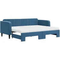 vidaXL Slaapbank onderschuifbed en matrassen 80x200 cm fluweel blauw