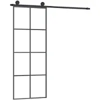 vidaXL Schuifdeur met beslag 76x205 cm ESG-glas en aluminium