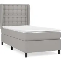 vidaXL Boxspring met matras stof lichtgrijs 90x200 cm