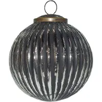 Clayre & Eef Kerstbal Ø 10 cm Zwart Zilverkleurig Glas Metaal Kerstdecoratie Zwart Kerstdecoratie