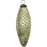 Clayre & Eef Kerstbal 16 cm Groen Glas Kerstdecoratie Groen Kerstdecoratie