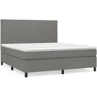 vidaXL Boxspring met matras stof donkergrijs 180x200 cm