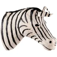 Clayre & Eef Wanddecoratie Zebra 18 cm Zwart Wit Papier Ijzer Textiel Muurdecoratie Zwart Muurdecoratie