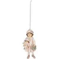 Clayre & Eef Kersthanger Meisje 11 cm Roze Polyresin Kerstboomversiering Roze Kerstboomversiering