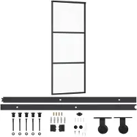 vidaXL Schuifdeur met beslag 76x205 cm aluminium en ESG-glas