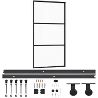 vidaXL Schuifdeur met beslag, veiligheidsglas (ESG) en aluminium, 102x205 cm